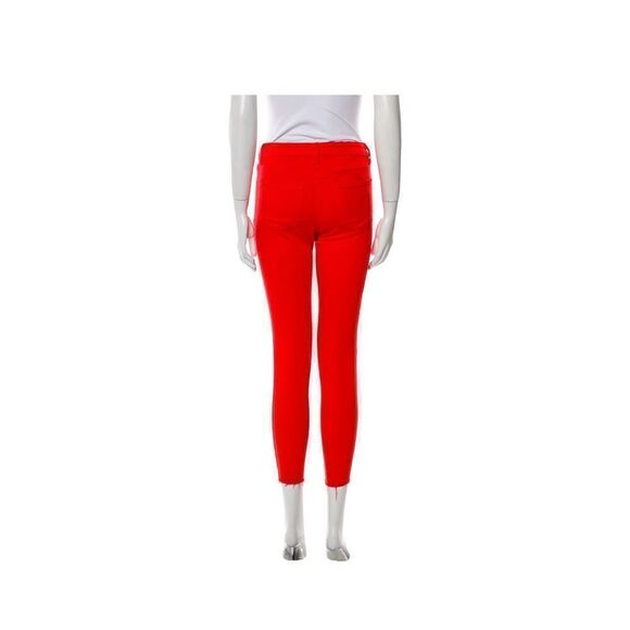 L'Agence Red Low-Rise Skinny Leg Raw-Edge Trim Jeans - Picture 1 of 2